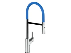 VIZIO Wasserhahn Küchenarmatur BOD mit 360° Schwenkbarem Auslauf Abnehmbare 2 Strahl Handbrause Verchromt   Blau