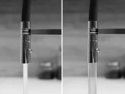 VIZIO Wasserhahn Vorfenster Küchenarmatur Umklappbar 6 CM mit 360° Schwenkbarem Auslauf Abnehmbare 2 Strahl Handbrause Verchromt   Schwarz