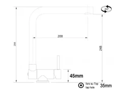 VIZIO Wasserhahn Vorfenster Küchenarmatur Umklappbar 45 CM mit 360° Schwenkbarem L Auslauf Verchromt   Schwarz Granit