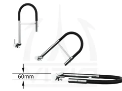 VIZIO Wasserhahn Vorfenster Küchenarmatur Umklappbar 6 CM LINKER HEBEL mit 360° Schwenkbarem Auslauf Abnehmbare 2 Strahl Brause Verchromt   Blau