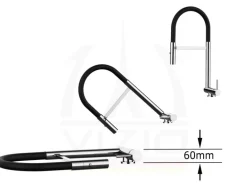 VIZIO Wasserhahn Vorfenster Küchenarmatur Umklappbar 6 CM mit 360° Schwenkbarem Auslauf Abnehmbare 2 Strahl Handbrause Verchromt   Weiß