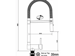 VIZIO Wasserhahn Vorfenster Küchenarmatur Umklappbar 6 CM mit 360° Schwenkbarem Auslauf Abnehmbare 2 Strahl Handbrause Schwarz Matt und Verchromt