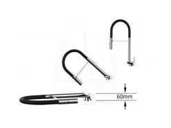 VIZIO Wasserhahn Vorfenster Küchenarmatur Umklappbar 6 CM mit 360° Schwenkbarem Auslauf Abnehmbare 2 Strahl Handbrause Schwarz Matt und Verchromt