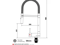 VIZIO Wasserhahn Vorfenster Küchenarmatur Umklappbar 6 CM LINKER HEBEL 360° Schwenkbarem Auslauf Abnehmbare 2 Strahl Brause Verchromt   Schwarz