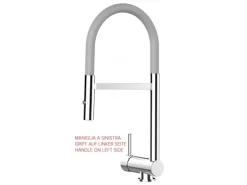 VIZIO Wasserhahn Vorfenster Küchenarmatur Umklappbar 6 CM LINKER HEBEL mit 360° Schwenkbarem Auslauf Abnehmbare 2 Strahl Brause Verchromt   Grau