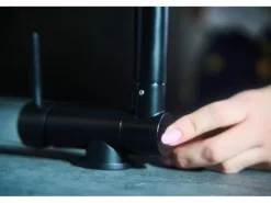 VIZIO Wasserhahn Vorfenster Küchenarmatur Umklappbar 6 CM mit 360° Schwenkbarem Auslauf Abnehmbare 2 Strahl Handbrause Schwarz Matt   Türkis