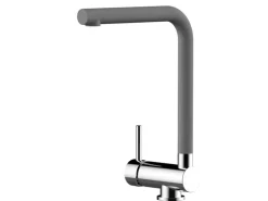 VIZIO Wasserhahn Vorfenster Küchenarmatur Umklappbar 6 CM LINKER HEBEL mit 360° Schwenkbarem L Auslauf Verchromt Zement Granit