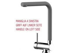 VIZIO Wasserhahn Vorfenster Küchenarmatur Umklappbar 6 CM LINKER HEBEL mit 360° Schwenkbarem L Auslauf Verchromt   Zement Granit