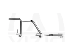 VIZIO Wasserhahn Vorfenster Küchenarmatur Umklappbar 6 CM LINKER HEBEL mit 360° Schwenkbarem L Auslauf Verchromt   Zement Granit