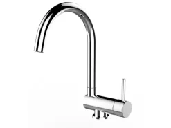 VIZIO Wasserhahn Vorfenster Küchenarmatur Umklappbar 6 CM mit 360° Schwenkbarem U Auslauf Verchromt