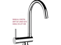 VIZIO Wasserhahn Vorfenster Küchenarmatur Umklappbar 6 CM LINKER HEBEL mit 360° Schwenkbarem U Auslauf Verchromt