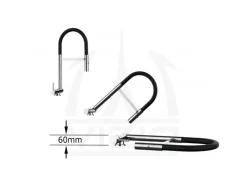 VIZIO Wasserhahn Vorfenster Küchenarmatur Umklappbar 6 CM LINKER HEBEL 360° Schwenkbarem Auslauf Abnehmbare 2 Strahl Brause Schwarz Matt   Chrom