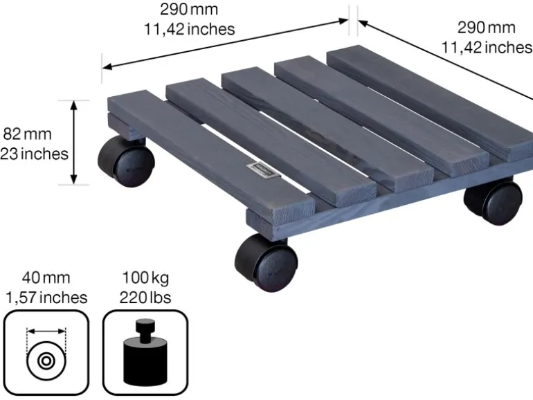 Wagner Multi Roller Nature Tragkraft 100 kg 290 mm x 290 mm Anthrazit FSC®