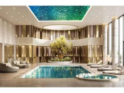 WALLFACE 27207 OCEAN Aqua Wandpaneel in Metall-Optik Holographisch Blau 2600 mm x 1000 mm x 8,24 mm 2,6 m2 Blau