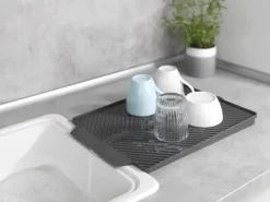 Wenko Abtropfmatte Linea 40 cm x 3 cm x 30 cm Grau