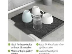 Wenko Abtropfmatte Nelia Maxi Kunststoff 40 cm x 35 cm Grau