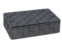 Wenko Aufbewahrungskorb mit Deckel Adria Dunkelgrau Polypropylen 26 x 7 x 17 cm