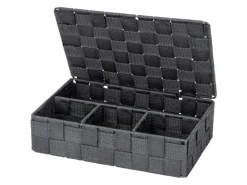 Wenko Aufbewahrungskorb mit Deckel Adria Dunkelgrau Polypropylen 26 x 7 x 17 cm