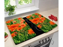 Wenko Herdabdeckplatte Universal Mohnfeld 2er-Set für alle Herdarten