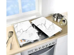 Wenko Herdabdeckplatten Universal Marmor 2er Set Mehrfarbig