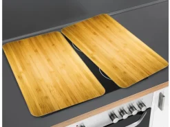 Wenko Herdabdeckplatten Universal Holz-Optik 2er Set Braun