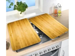 Wenko Herdabdeckplatten Universal Holz-Optik 2er Set Braun