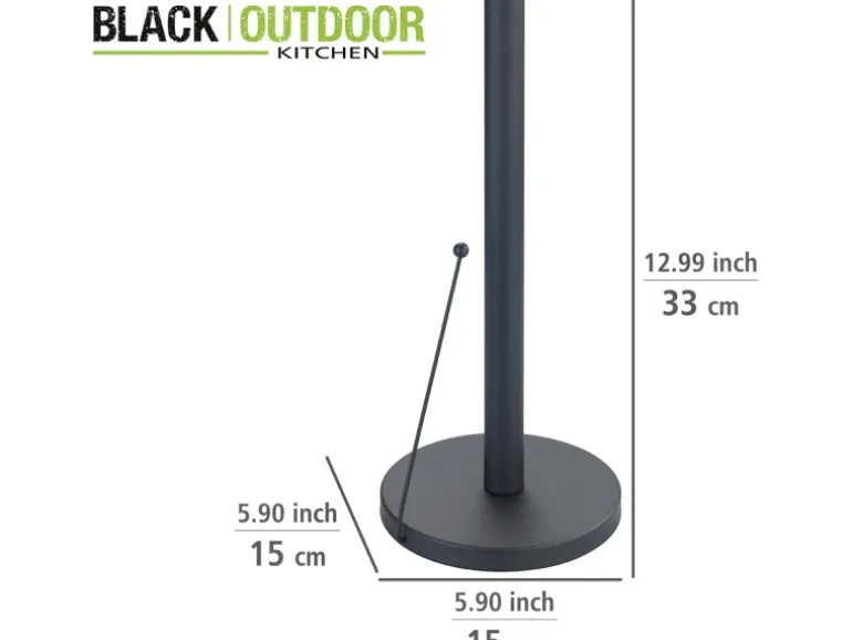 Wenko Küchenrollenhalter Clayton Pulverbeschichtetes Metall Ø 15 x 33 cm Schwarz