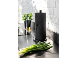 Wenko Küchenrollenhalter Clayton Pulverbeschichtetes Metall Ø 15 x 33 cm Schwarz