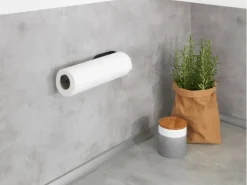 Wenko Küchenrollenhalter Nio Selbstklebend 27,5 cm x 4,5 cm x 7 cm Schwarz