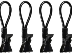 Wenko Klemm-Ösen Metall 1,7 cm x 5,3 cm x 1 cm Schwarz 4 Stück
