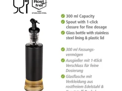 Wenko Öl & Essig Spender Boga 0,3 l mit 1-Klick Verschluss Schwarz