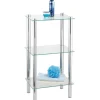 Wenko Regal Yago Viereckig Chrom mit 3 Glasablagen 74 cm x 40 cm x 30 cm