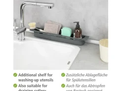 Wenko Spülorganizer Fino Ausziehbar bis 49,5 cm x 5,5 cm x 8,5 cm Grau