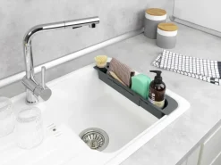 Wenko Spülorganizer Fino Ausziehbar bis 49,5 cm x 5,5 cm x 8,5 cm Grau