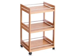 Zeller Bad-Rollwagen Bambus/Metall 76 cm x 38 cm x 45,7 cm Natur