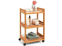 Zeller Bad-Rollwagen Bambus/Metall 76 cm x 38 cm x 45,7 cm Natur