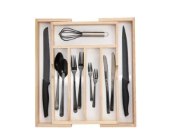 Zeller Besteckkasten Ausziehbar Gummibaum/Melamin 60 cm x 37,5 cm x 32 cm Natur