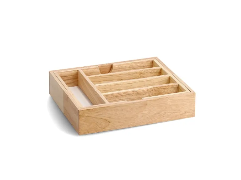 Zeller Besteckkasten Ausziehbar Gummibaum/Melamin 60 cm x 37,5 cm x 32 cm Natur