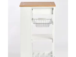 Zeller Küchenrollwagen Bambus/MDF/Metall 50 cm x 37 cm x 86,5 cm Weiß