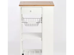 Zeller Küchenrollwagen Bambus/MDF/Metall 50 cm x 37 cm x 86,5 cm Weiß