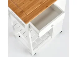 Zeller Küchenrollwagen Bambus/MDF/Metall 50 cm x 37 cm x 86,5 cm Weiß