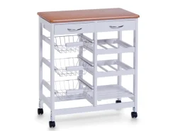 Zeller Küchenrollwagen MDF mit Bambusdekor-Top 66 cm x 36 cm x 76 cm Weiß