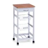 Zeller Küchenrollwagen MDF mit Bambusdekor-Top 37 cm x 37 cm x 76,5 cm Weiß
