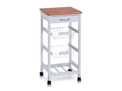 Zeller Küchenrollwagen MDF mit Bambusdekor-Top 37 cm x 37 cm x 76,5 cm Weiß