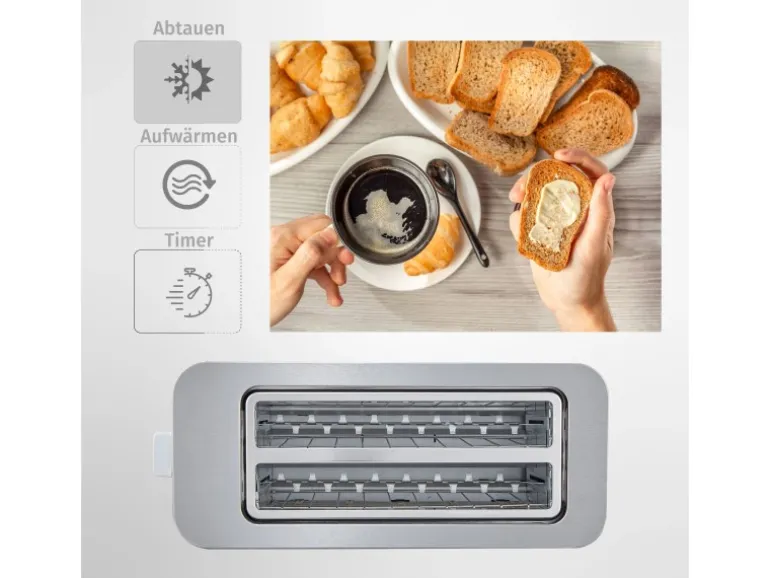 Zilan ZLN-6234 Edelstahl Toaster mit Brötchenaufsatz 1400 Watt