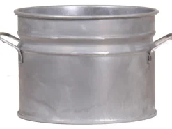 Zink-Übertopf mit Griffen Ø 18 cm x 16 cm Silber