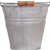Zink-Eimer mit Henkel und Holzgriff 3,2 Liter Silber